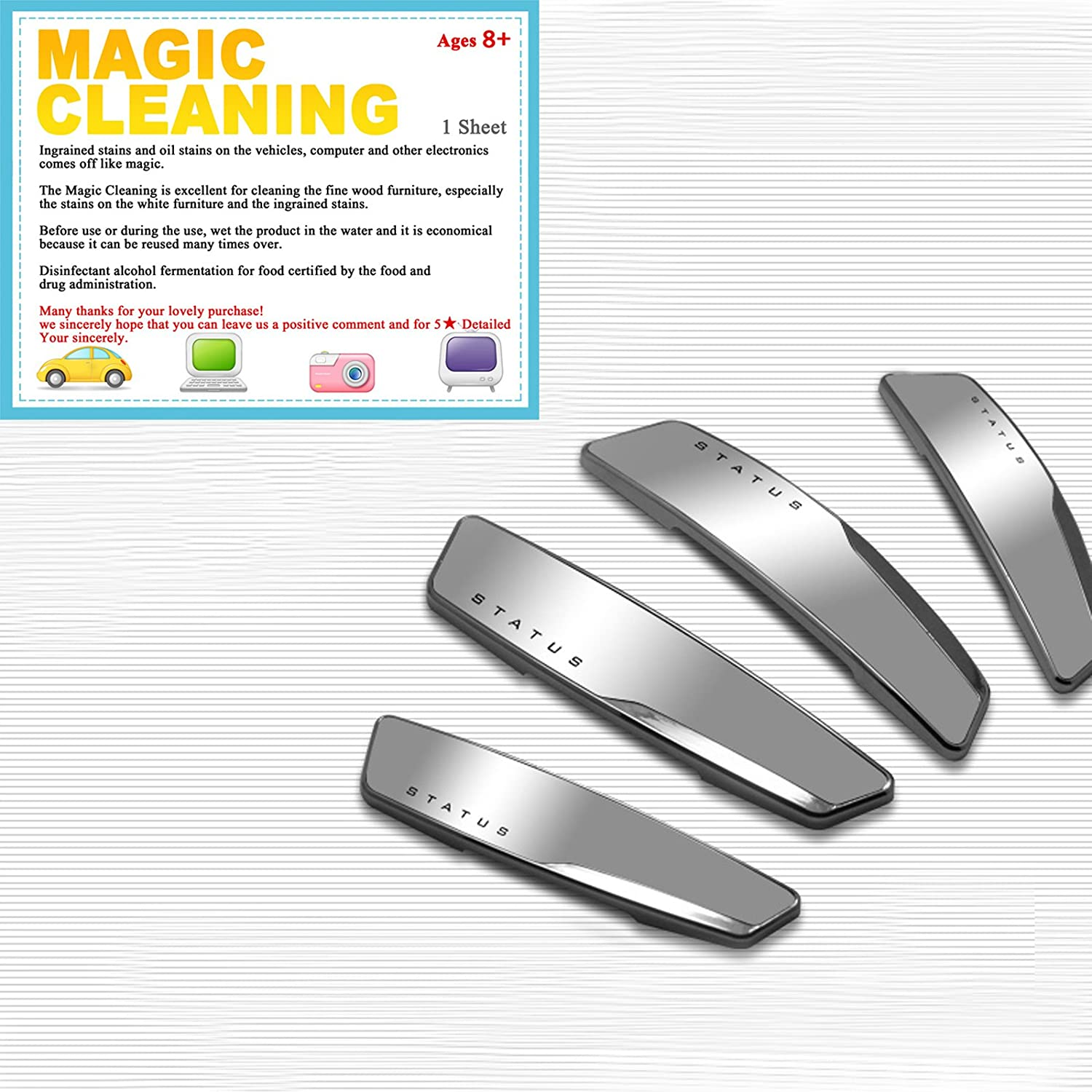 4 Pcs Status High Glossy Slim Door Edge Guards Bumper Protector Trim Guard Sticker Molding Black Color for Motors (Silver) image number 5