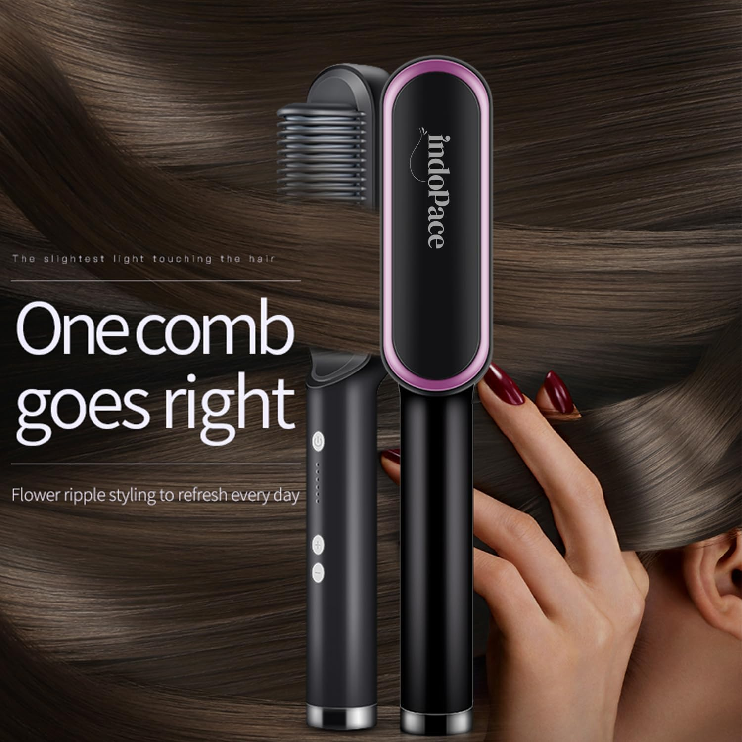Hair Straightener Brush, Hair Iron with Built-In Comb, Fast Heating, 5 Temp Settings, Anti-Scald, Perfect for Professional Salon at Home, Hair Straightener That Reduces Styling Time image number 1