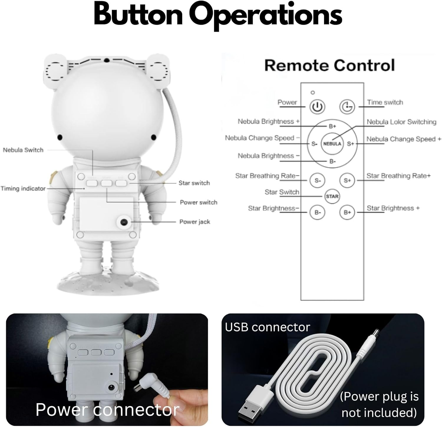 KOSU Astronaut Space Projector, Star Projector Galaxy Night Light, Starry Nebula Ceiling LED Lamp with Timer and Remote, Kids Room Decor, Gifts for Christmas, Birthdays, Party image number 2