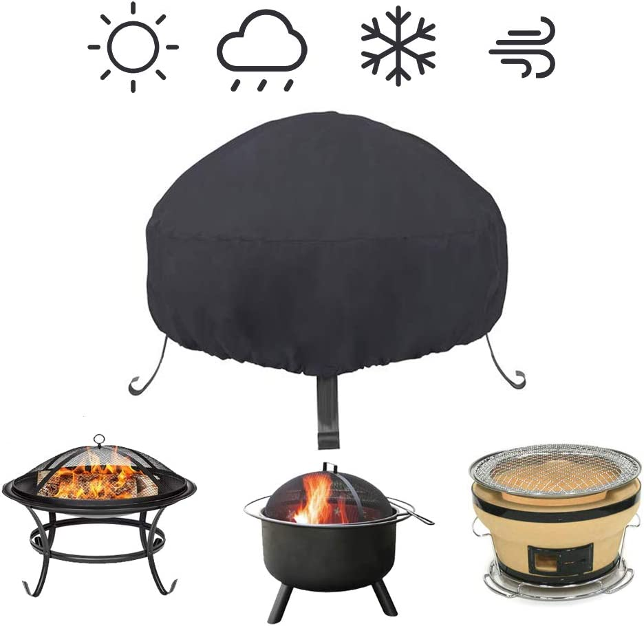 Valuehall Fire Pit Cover Waterproof 600D Outdoor Bowl Table Cover round Fire Pit Cover Patio Protective Cover V7084B (40 Inch)