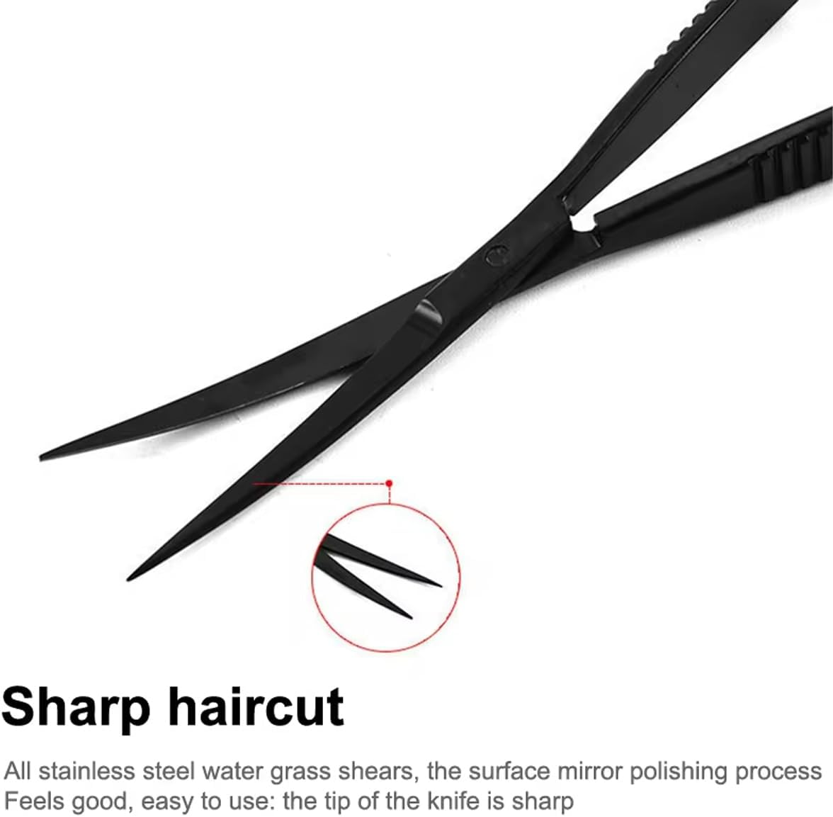 AIMALL Quarium Grass Tank Trimming Shears - Black Stainless Steel Spring Shears for Aqua Plants and Fish Tank Landscaping, 6.1 Inches - Silver-Straight image number 5