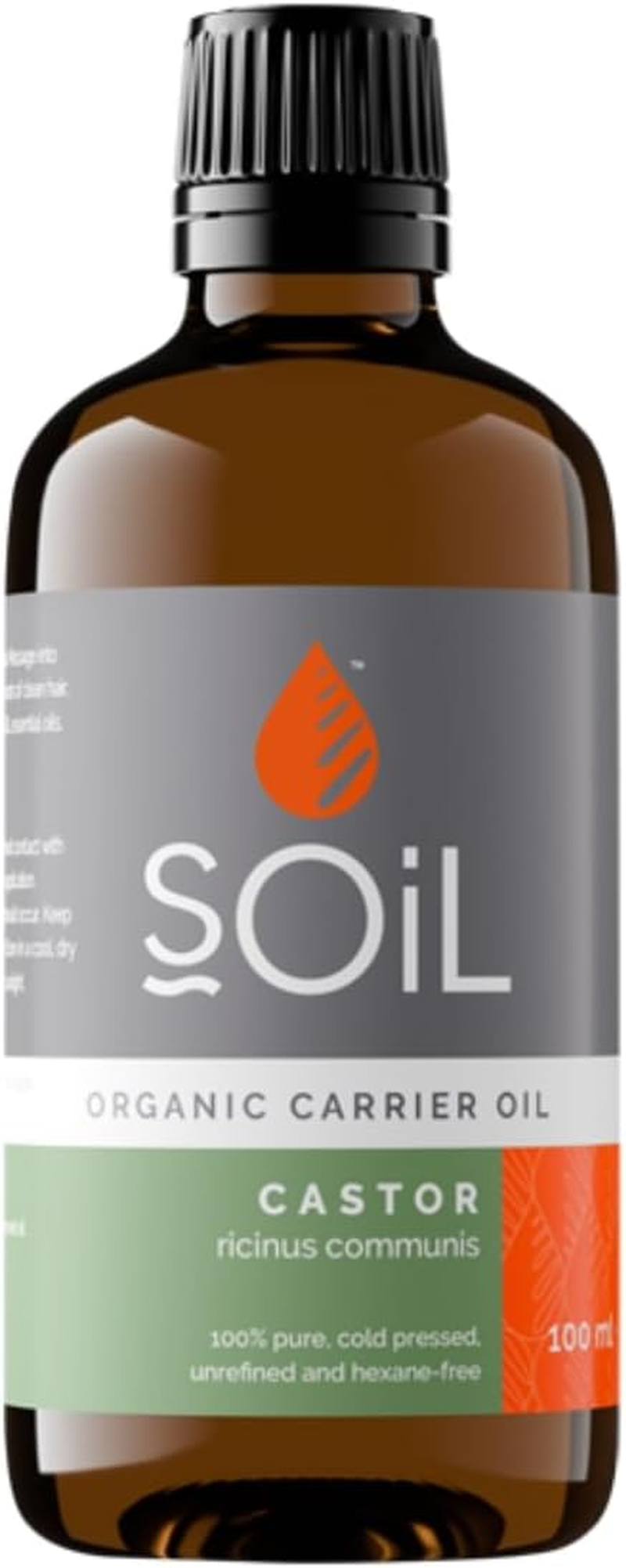 Soil Organic Castor Oil, Hydrating, Nutrient-Filled, Antioxidant-Rich, Suitable for All Hair and Skin Types, Sustainably Sourced from Seeds of the Castor Plant&rsquo;S Bean, 100Ml