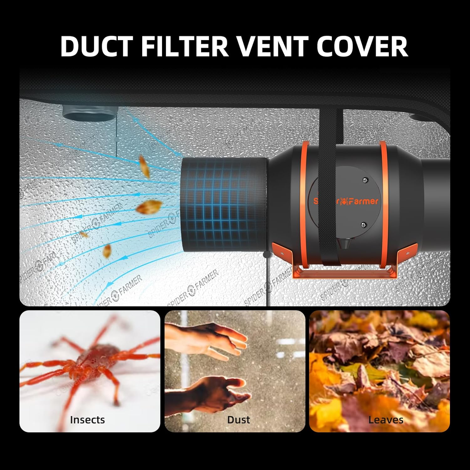 Spider Farmer Grow Tent Kit Complete 2.3X2.3Ft SF-1000 Dimmable Samsung LM301H EVO Diodes Grow Tent Complete System 27"X27"X62" with 4" Inline Fan image number 3