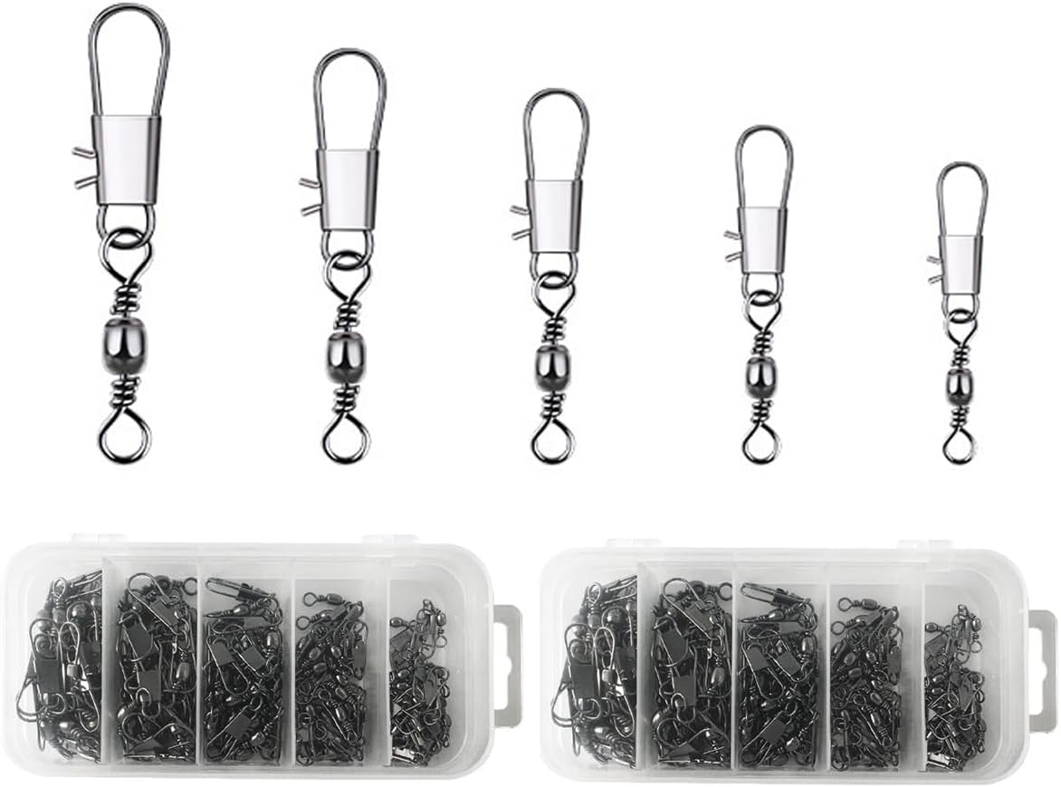 AIMALL 2 Boxes B Type Pin Connector Carbon Steel Shape Swivel Quick Eight Ring Pin Connectors for Fishing Gear Accessories image number 6