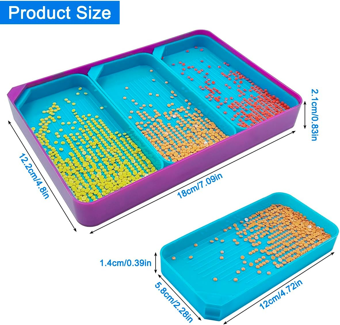8 Pcs Trays Diamond Art Paintings, AIFUDA Diamond Art Paintings Tool Plastic Bead Sorting Tray Large Size Art Diamond Tray Accessories and Tools for DIY Crafts image number 3