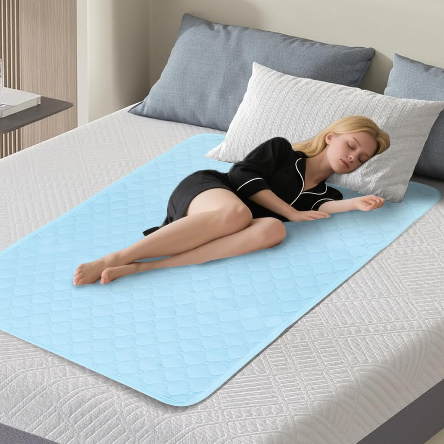 DAWNTREES 2 Pack Reusable Underpads Large 150X100Cm,Cooling Waterproof Bed Pad,Washable Heavy Absorbency for Adults, Kids, Pets image number 4