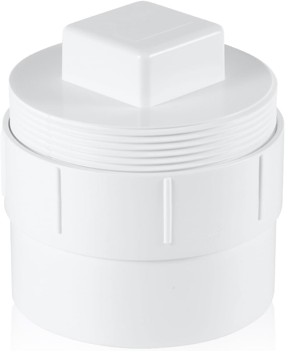 4" PVC Sewer Cleanout Adapter with Plug Pipe Fitting, DWV Flush Sewer Cleanout Cap Drainage Sewer Cleanout Cap for Drainage Piping System Outdoor Garden image number 2
