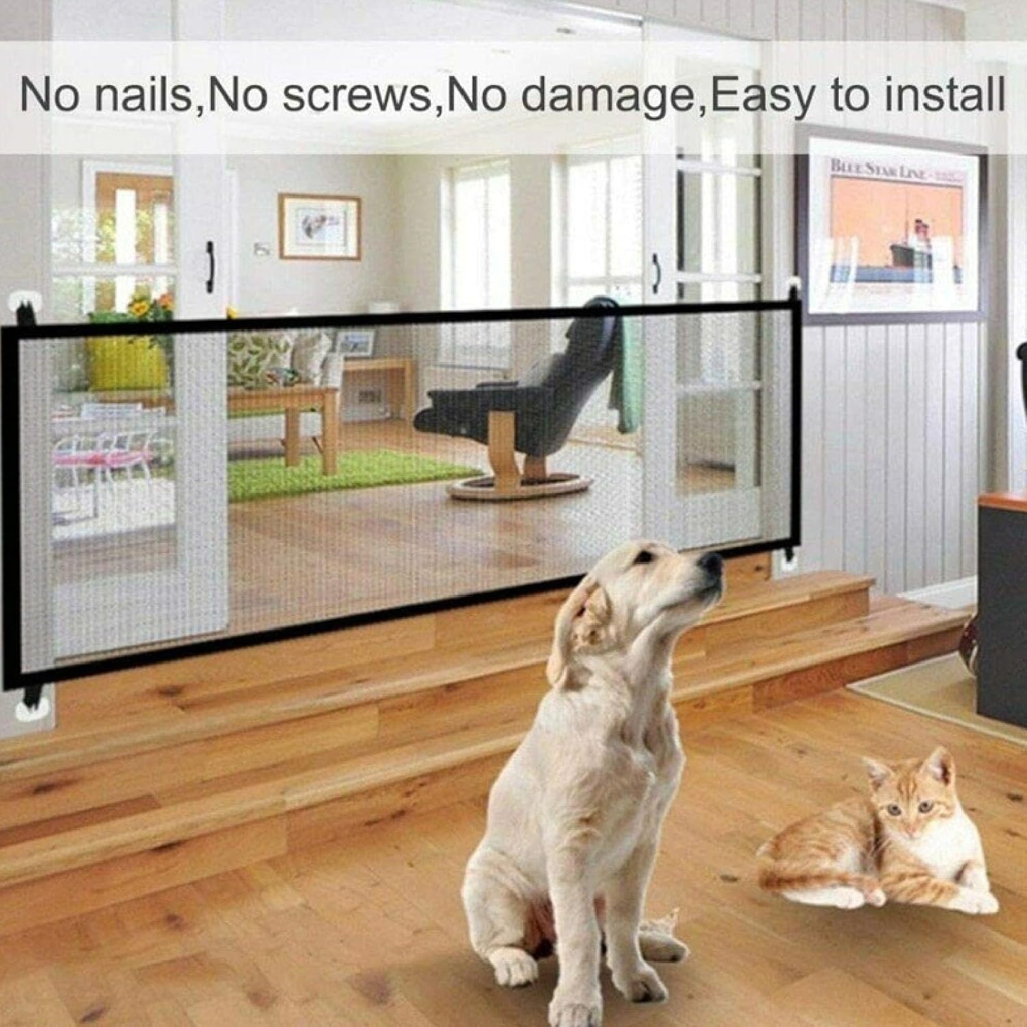 Pet Mesh Gate, Foldable Protective Multi Functional Cat Dog Safety Gate Pet Isolation Net Fence, Portable Pet Gate Dog Mesh Gate Safety Guard Gate for Stairs, Outdoor and Doorways image number 4