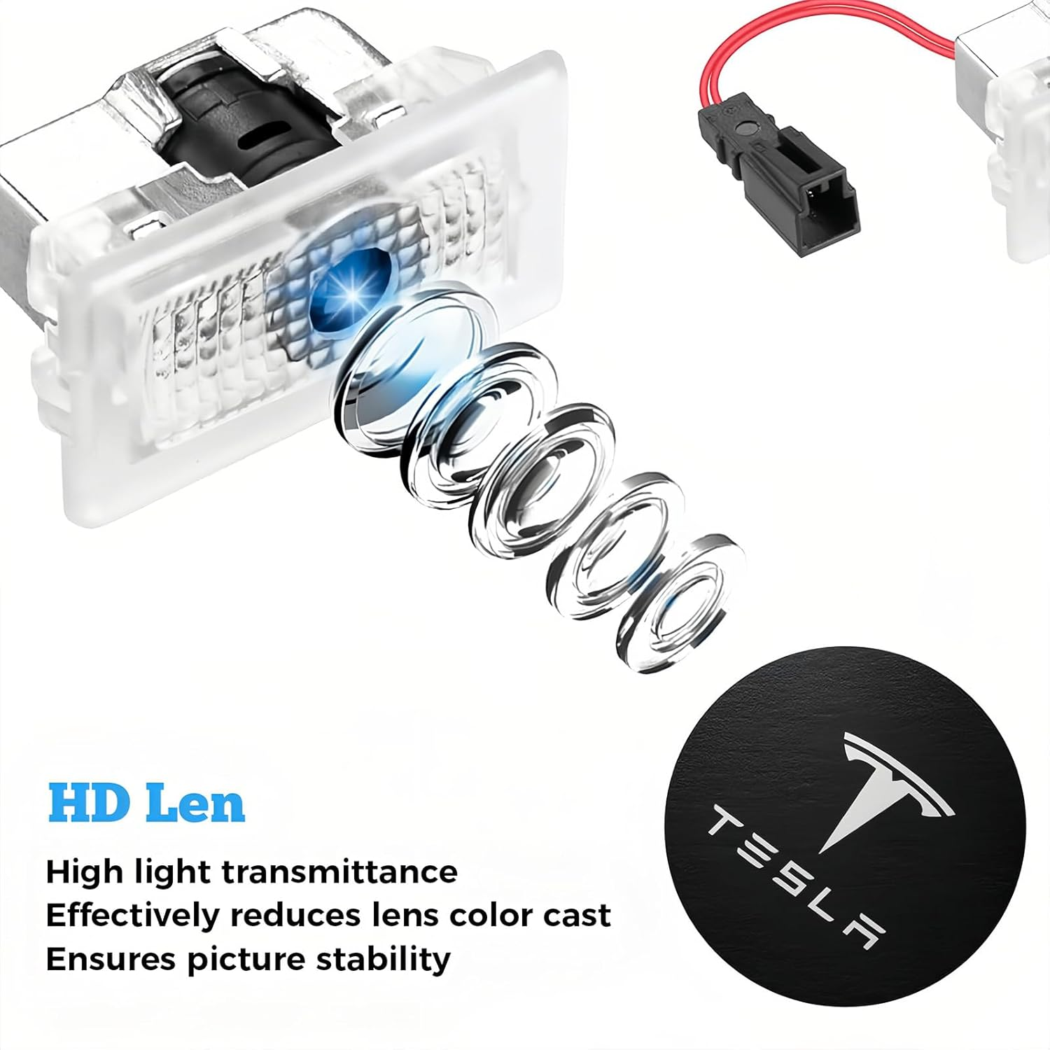 Upgraded Tesla Puddle Lights 4 Pcs for Tesla Model 3/Y/S/X Highland Accessories LED Logo Projector Car Door Lights image number 2