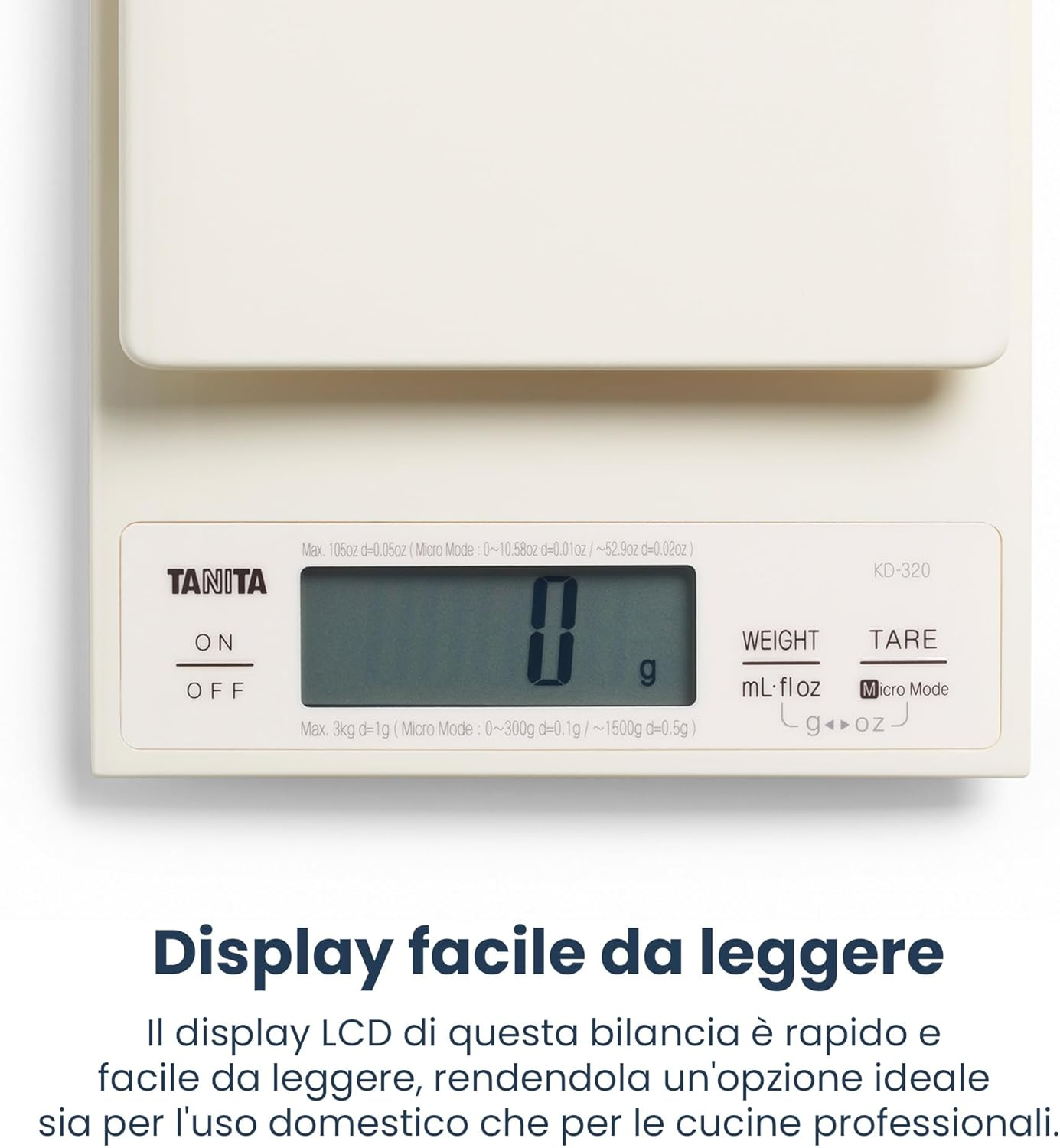 Tanita KD-320 Digital Kitchen Scale 3Kg-Cream image number 1