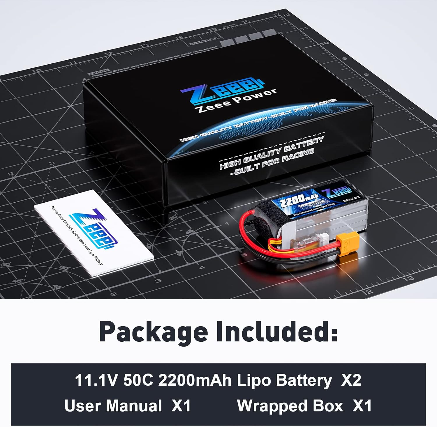 Zeee 3S 2200Mah Lipo Battery 11.1V 50C Shorty Pack Battery with XT60 Plug for RC Car Truck RC Vehicles Boat Drone RC Airplane Quadcopter Helicopter FPV Racing Hobby Models(2 Pack)
