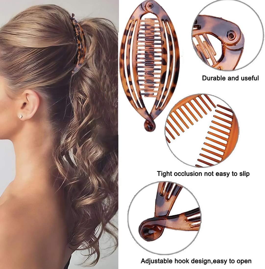 6PCS Banana Clip, Banana Clip Hair Comb Resin Banana Clip Hair Comb for Hair Bananas Ponytail Hair Styling Accessories Interlocking Hair Styling Accessories for Women Girls image number 4