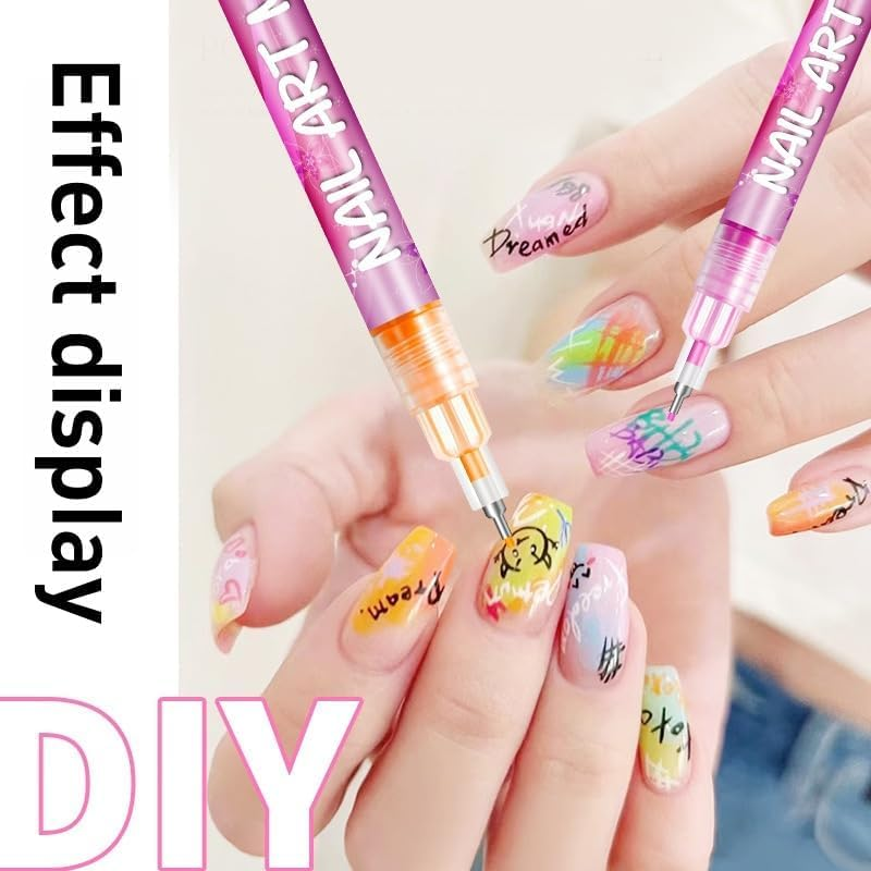 Symphonyof 12 Colors Nail Art Pens Set, 2025 New DIY Nail Art Markers for Gel Nails, Nail Polish Pens Quick Dry Nail Art Tools (2Pcs) - 1Pcs image number 2