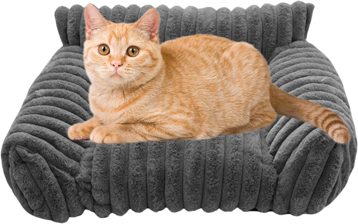 Cat Sofa Bed | Indoor Pet Couch | Elevated Cozy Cat and Dog Sofa Bed for Car Bedroom Apartment Travel Patio Indoors and Outdoors - Gray image number 2