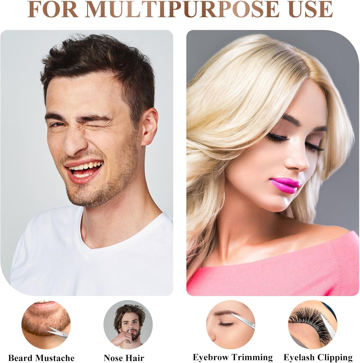 Multi-Purpose Eyebrow Scissors - Stainless Steel Mini Scissors for Hair, Eyelashes, Nose Hair, Lace Wig - Small Straight Tip Snips for Facial Trimming, Makeup & Beauty image number 2