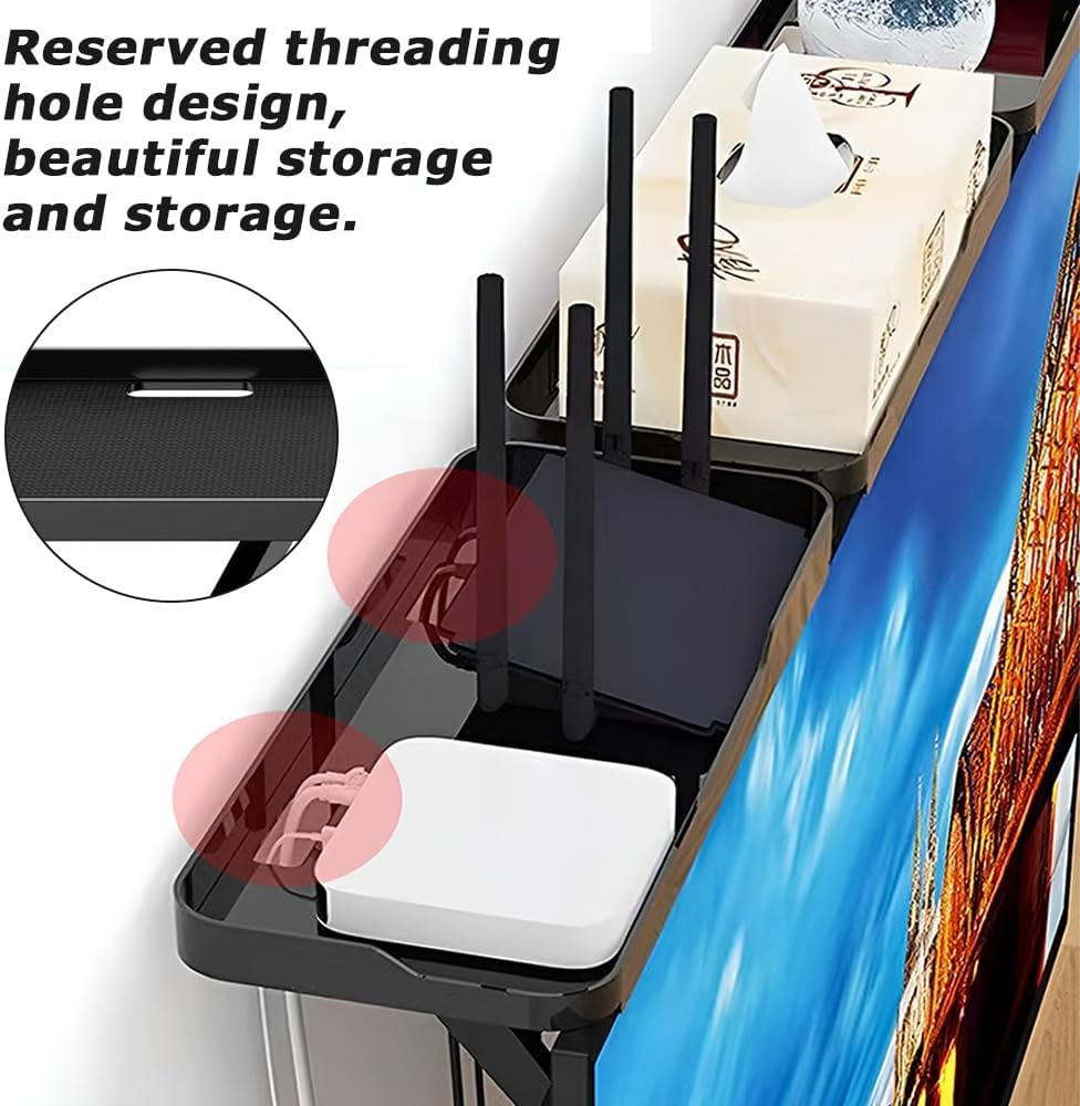 MOTRAIN 11.8" X 4.9" Floating Wall-Mounted Shelf, Adjustable TV/PC Top Shelf for Routers, Cable Boxes, Game Consoles, DVD Players, and More (Black) image number 6