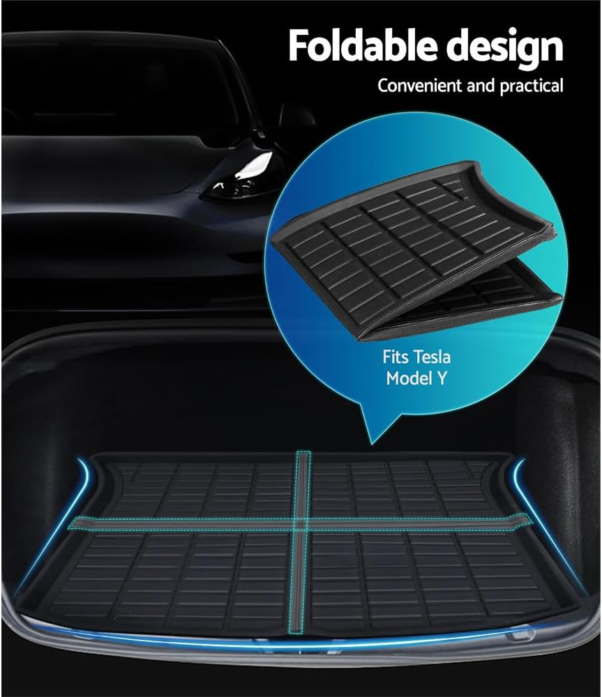 Weisshorn Car Truck Mats for 2020-2025 Tesla Model Y, 3Pcs All Weather Rubber Cargo Liners and Fruck Tray Mats Cars Carpets anti Slip Cover Protector image number 6