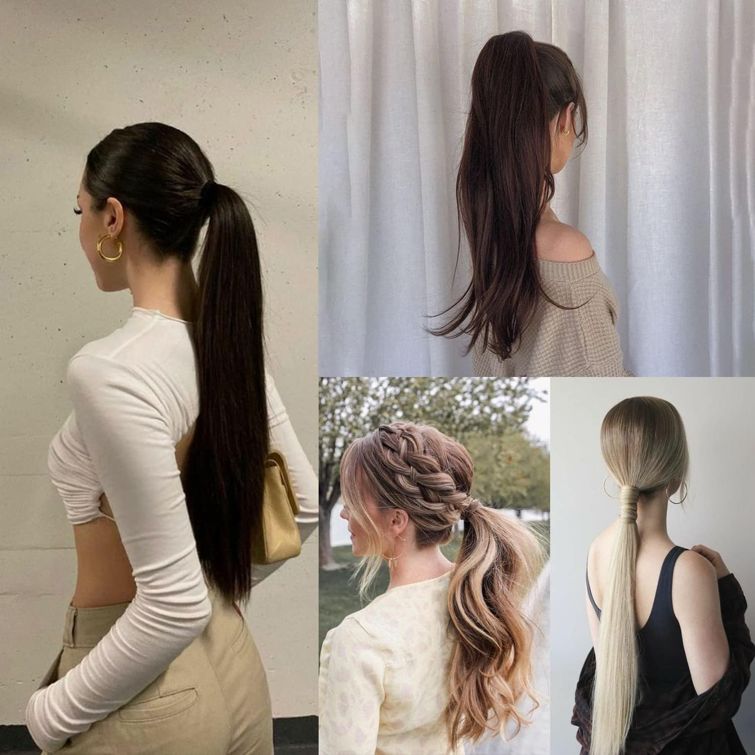 Claw Clip Ponytail Extension 18" Clip in Wavy Ponytail Hair Extensions Long Pony Tails for Women Extensions Light Chestnut Brown Wave Hairpiece(Light Brown)