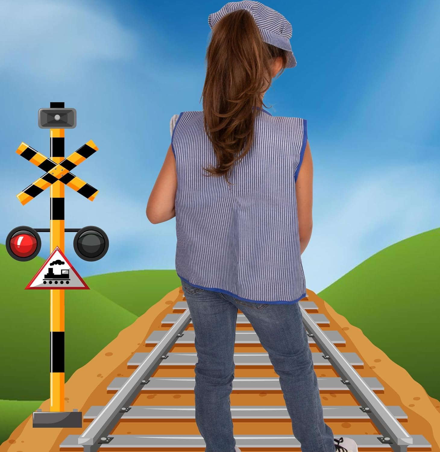 Tigerdoe Kids Train Engineer Costume Set - 3 PC Set -Train Conductor Hat, Conductor Vest, Red Bandana and Gloves -Childs Train Conductor Dress up Kit image number 3