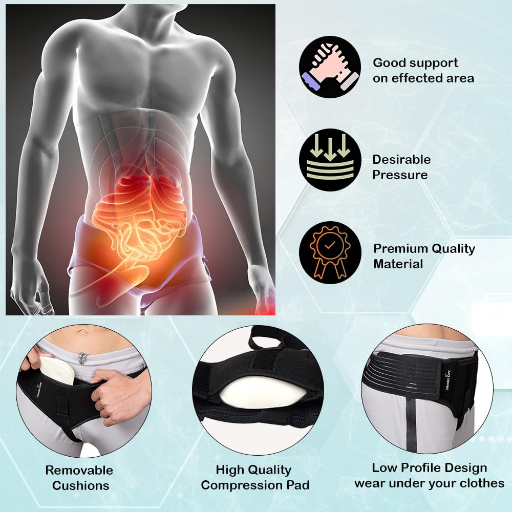Wonder Care-Single Left/Right Inguinal Hernia Belt for Men Support Brace - Truss Brace with 1 Removable Compression Pad and Adjustable Groin Strap- Comfort Truss Hernia Belt -Right L image number 3