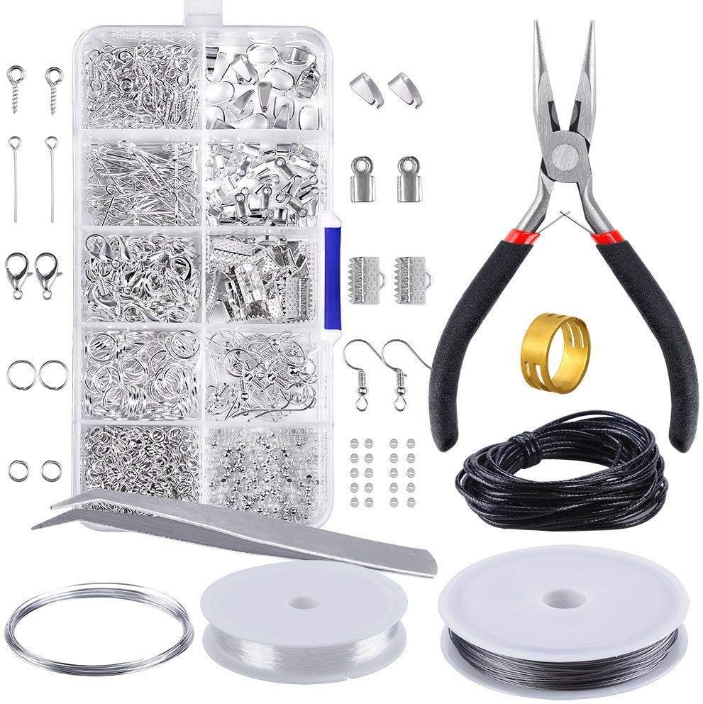 LYSAIMG 877 Pieces Jewelry Making and Repair Tools,Earring Making Kit, Craft Supplies with Pliers,Jewelry Beading Making and Repair Tools Kit with Jewelry Pliers Beading Wires for Beginners Adults Teens and Kids Starter Tool image number 1