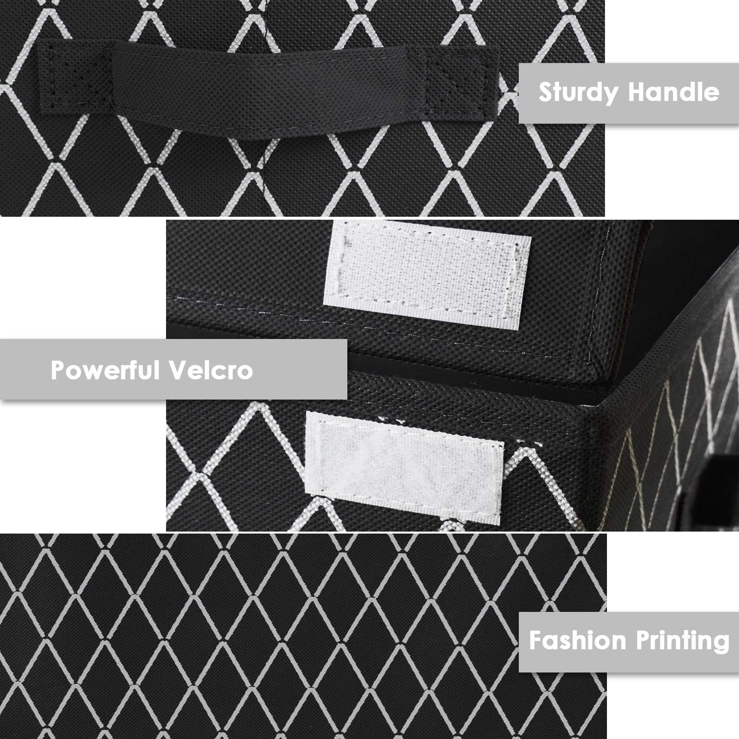 Toy Chest Box Organizer Bins for Boys Girls, Kids Large Collapsible Storage Box Container Sturdy with Fabric Flip-Top Lid & Handles for Clothes, Blanket, Nursery, Playroom, Bedroom, (Black) image number 3