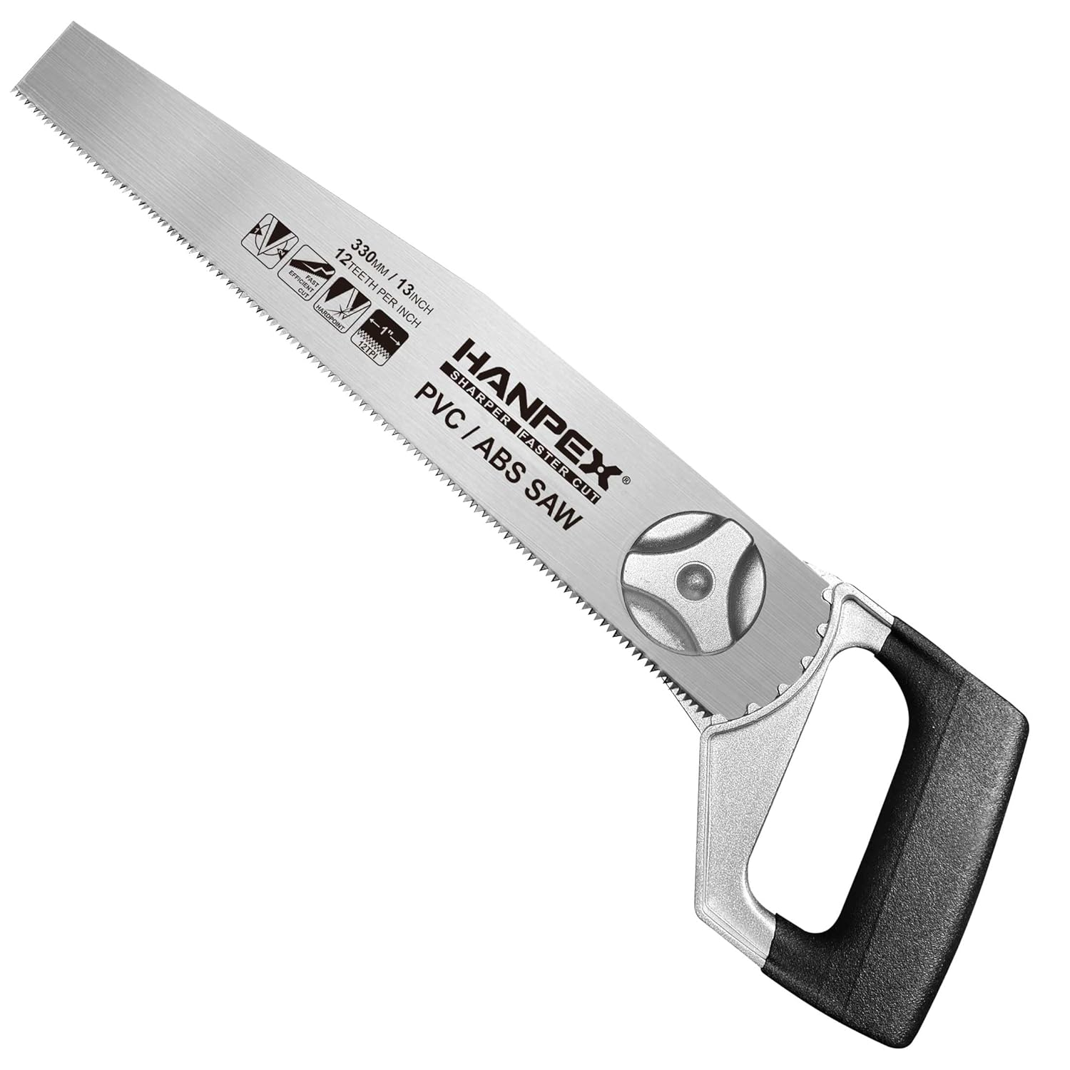 Hanpex 33Cm(13Inch) Heavy Duty Pipe Saw - Adjustable Angle Hand Saw for PVC, ABS, Wood, Drywall & Plastic - Compact Design for Tight Spaces, Gardening, Trimming & General Purpose Cutting image number 1