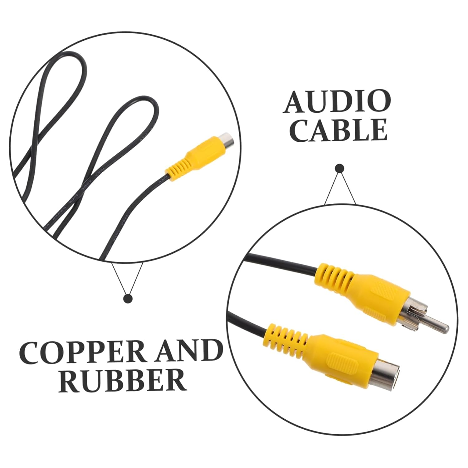 FONDOTIN Digital Cable Cable Extension Audio Wire RCA Male to Female 1M Metal Contact Audio Connect Wire for Home Theater Speaker Subwoofer DVD Vcd image number 1