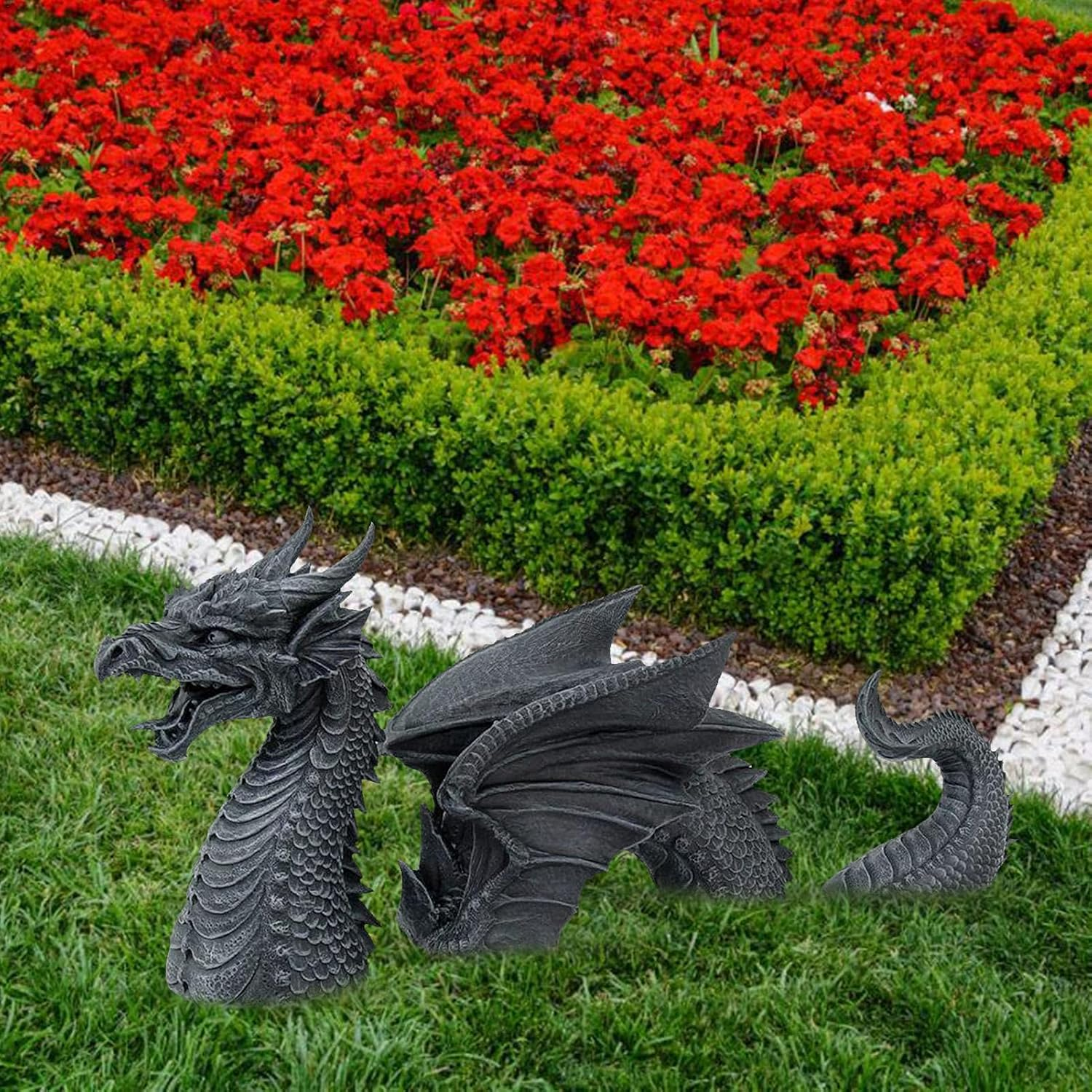 Garden Dragon Resin Gardening Statue, Dragon Garden Display Decorative Accent Sculpture, Decorative Sculpture for Patio, Front Garden, Lawn image number 3