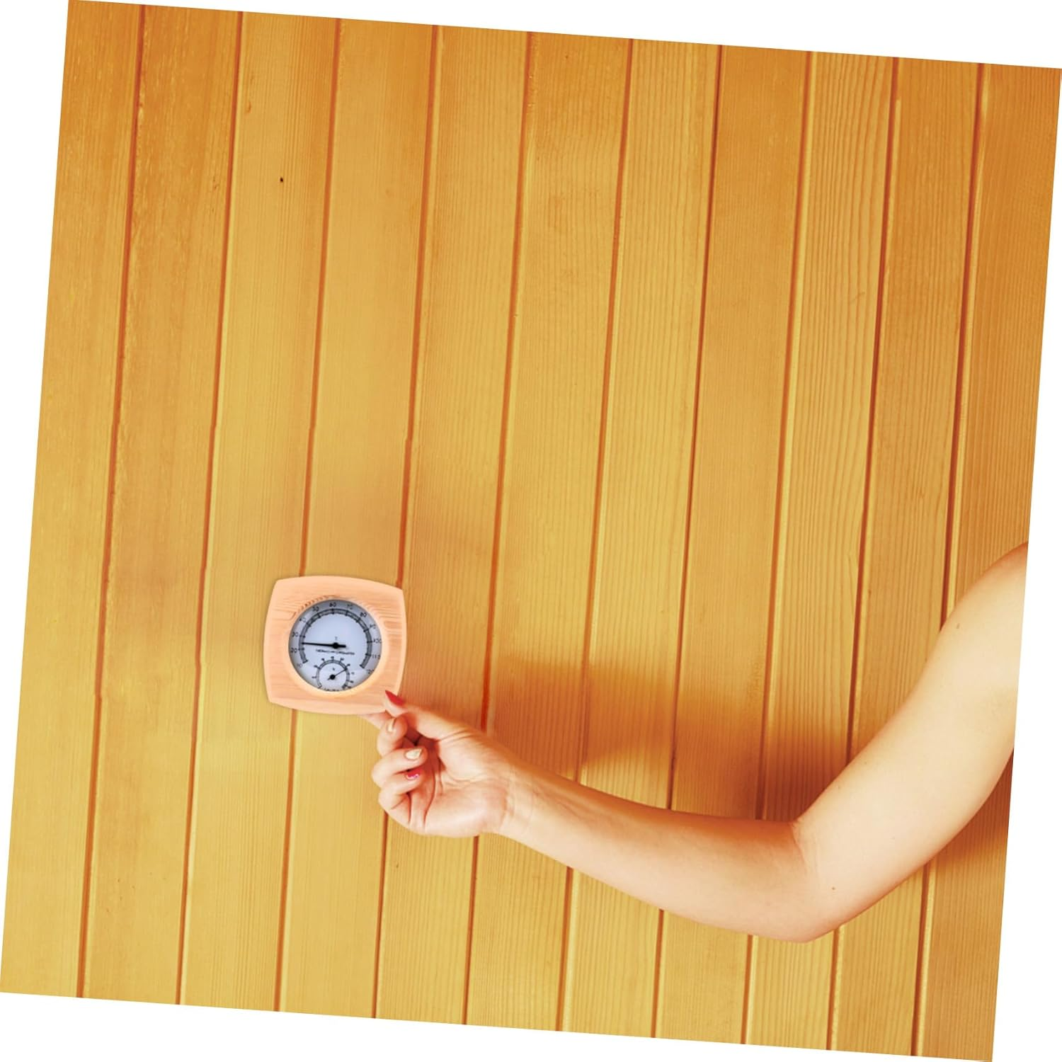 POPETPOP Wooden Sauna Thermometer Hygrothermograph for Sauna Hygrometer and Thermometer Combo for Monitoring Temperature and Moisture in Home image number 3