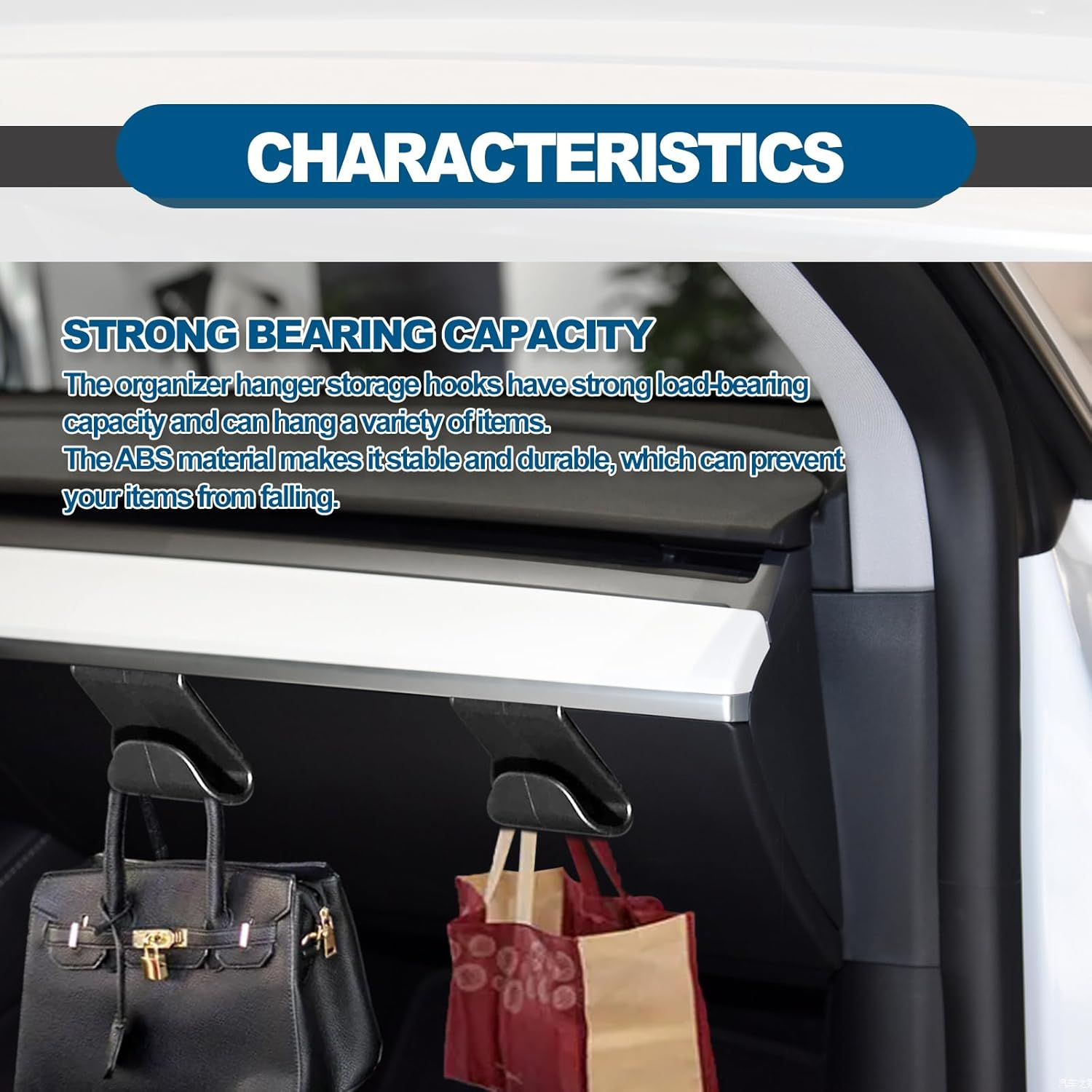 RBOKO 2PCS Glove Box Hooks, Compatible with 2020-2023 Tesla Model Y and 2017-2023 Model 3 Accessories, Glove Box Organizer Bag Holder, Storage Hanger Clip image number 4