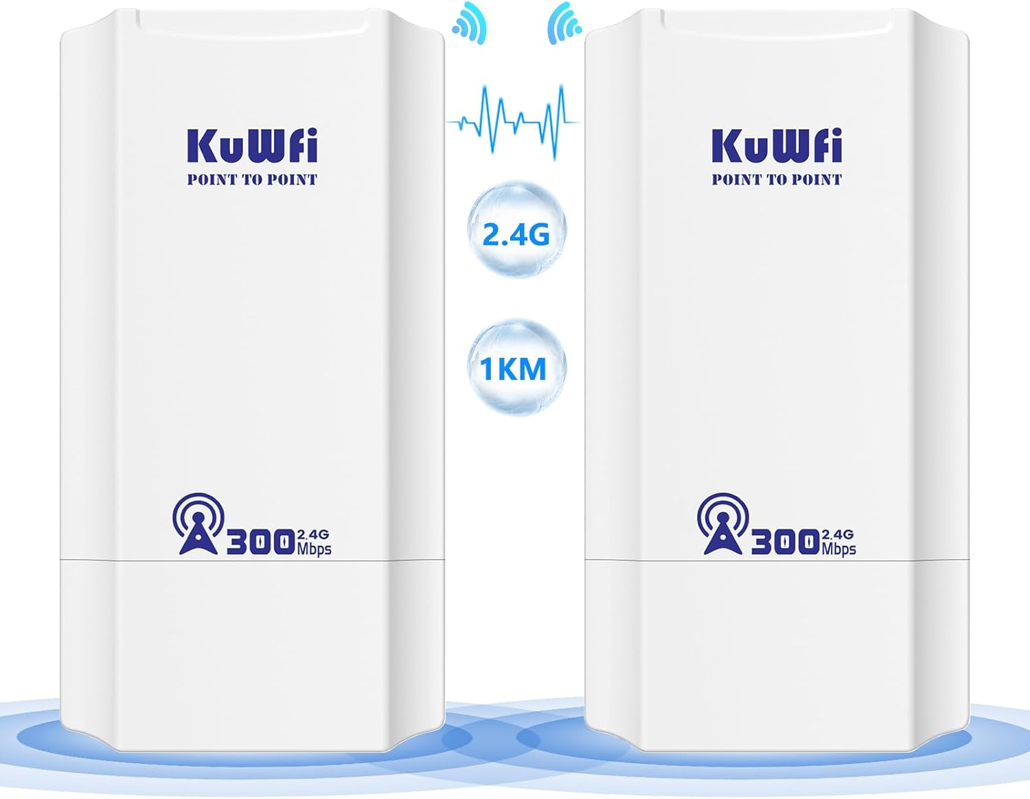 Wireless Bridge Outdoor 300 Mbps,Kuwfi 2.4G Access Points Wifi Bridge 1KM Long Range,8Dbi Antenna Wifi Outdoor CPE with LED Display to Configure the WDS PT/PTMP for SATRLINK Router&Camera image number 4