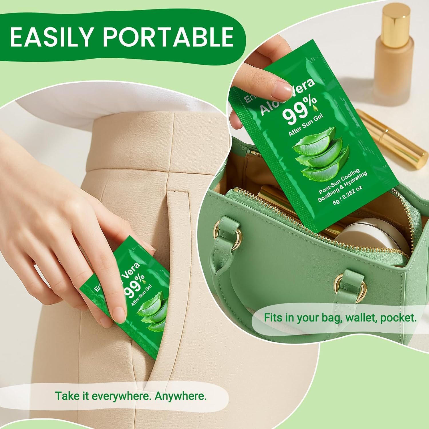 Erinde Aloe Vera Gel | 99% Pure Natural Aloe Gel for Moisturizing Face Skin & Hair Care,Durable Moisturizing Hydrating Soothing, Non-Sticky 30 PC Travel Size, after Sun Soothing Care image number 4