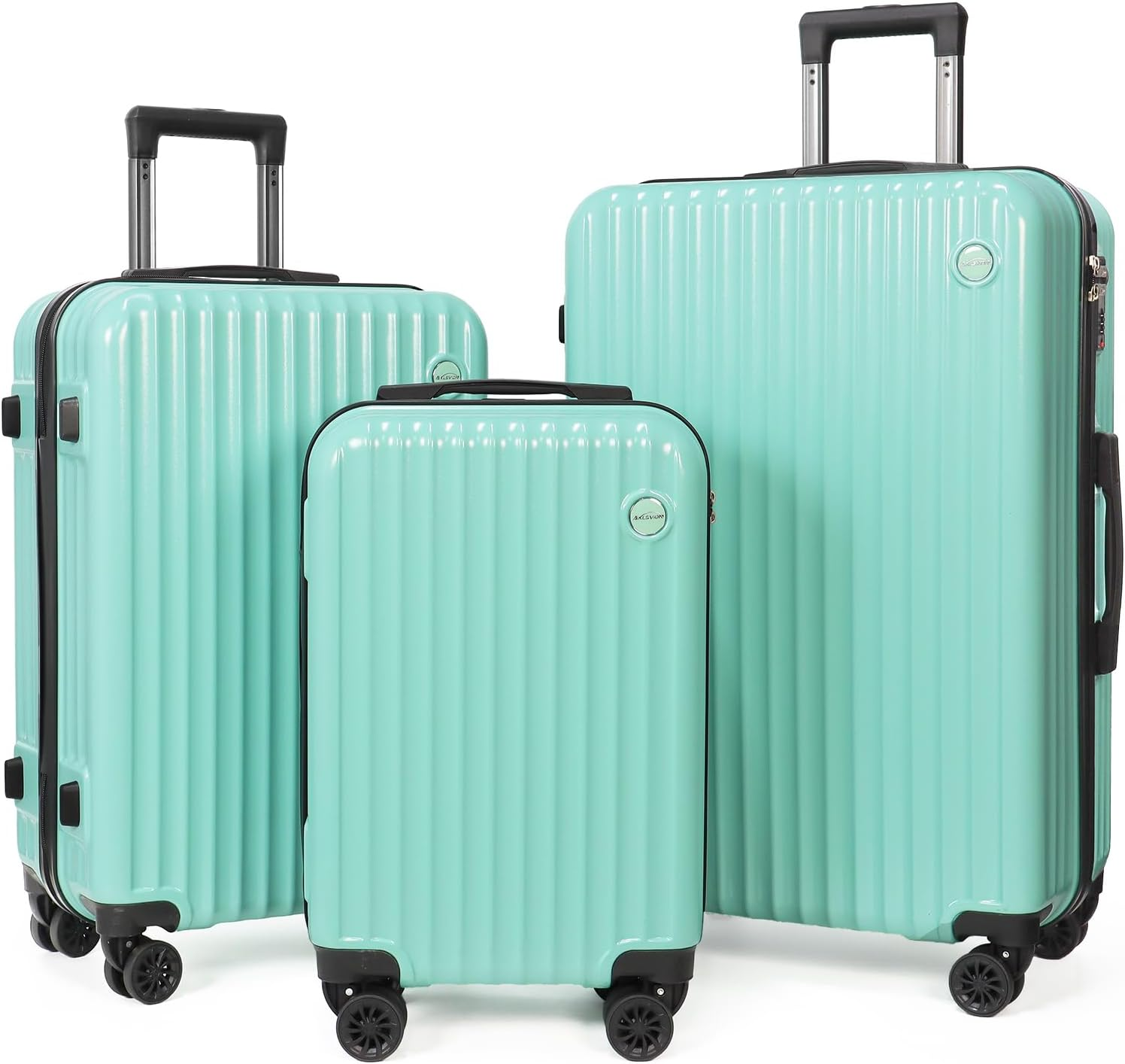 Aklsvion Hardside Luggage Set 3 Piece (20/24/28 Inch),Abs+Pc Spinner Suitcases with Double Wheels,Lightweight Travel Luggage (Mint Green, 3 Piece Set)