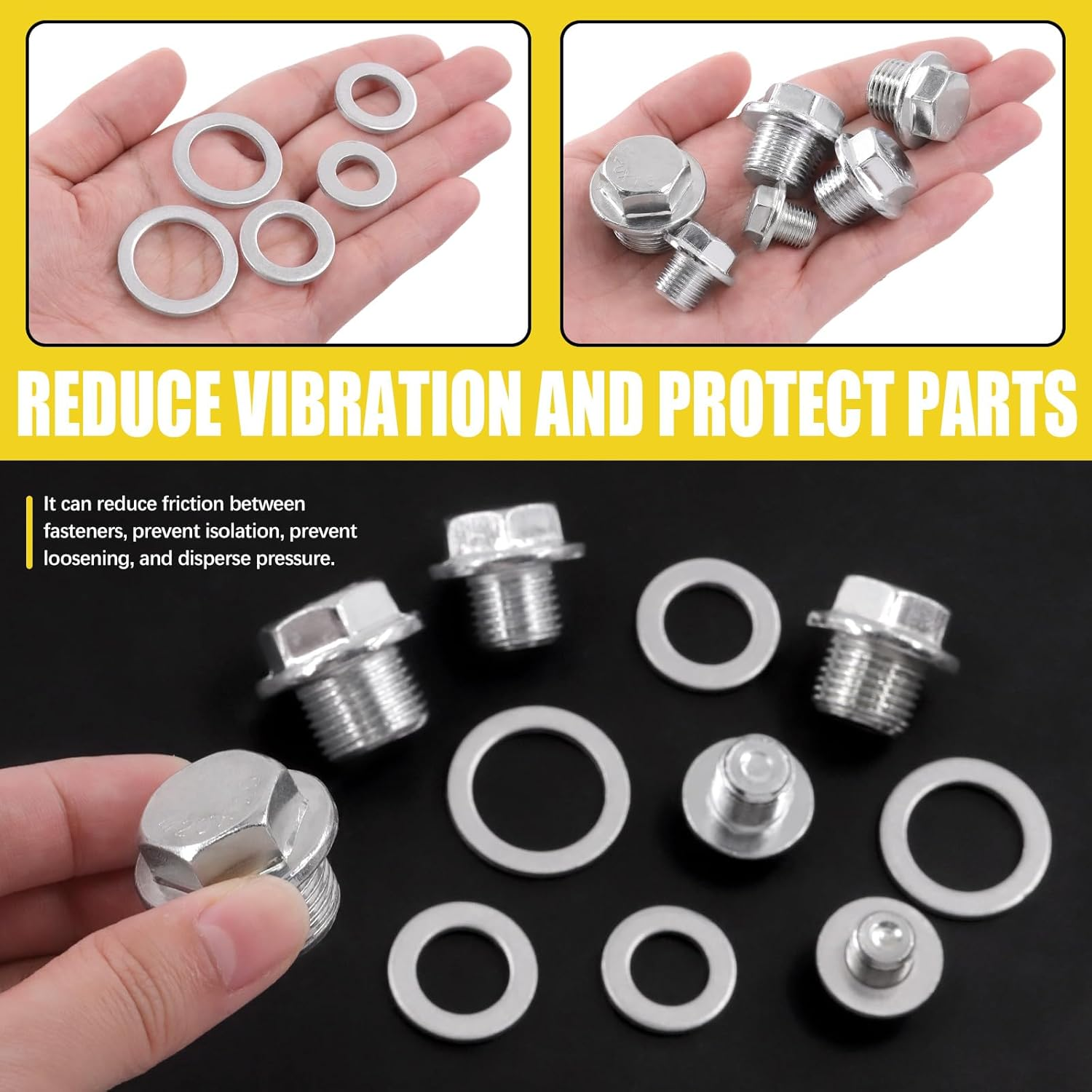 Mardatt 28 Sets Oil Drain Plug Assortment Kit, M10 M12 M14 M16 M18 M20 Steel Oil Drain Plugs with Aluminum Washer Gasket, Engine Oil Drain Plug Replacement Compatible with Honda, Hyundai, Toyota, Ford image number 4