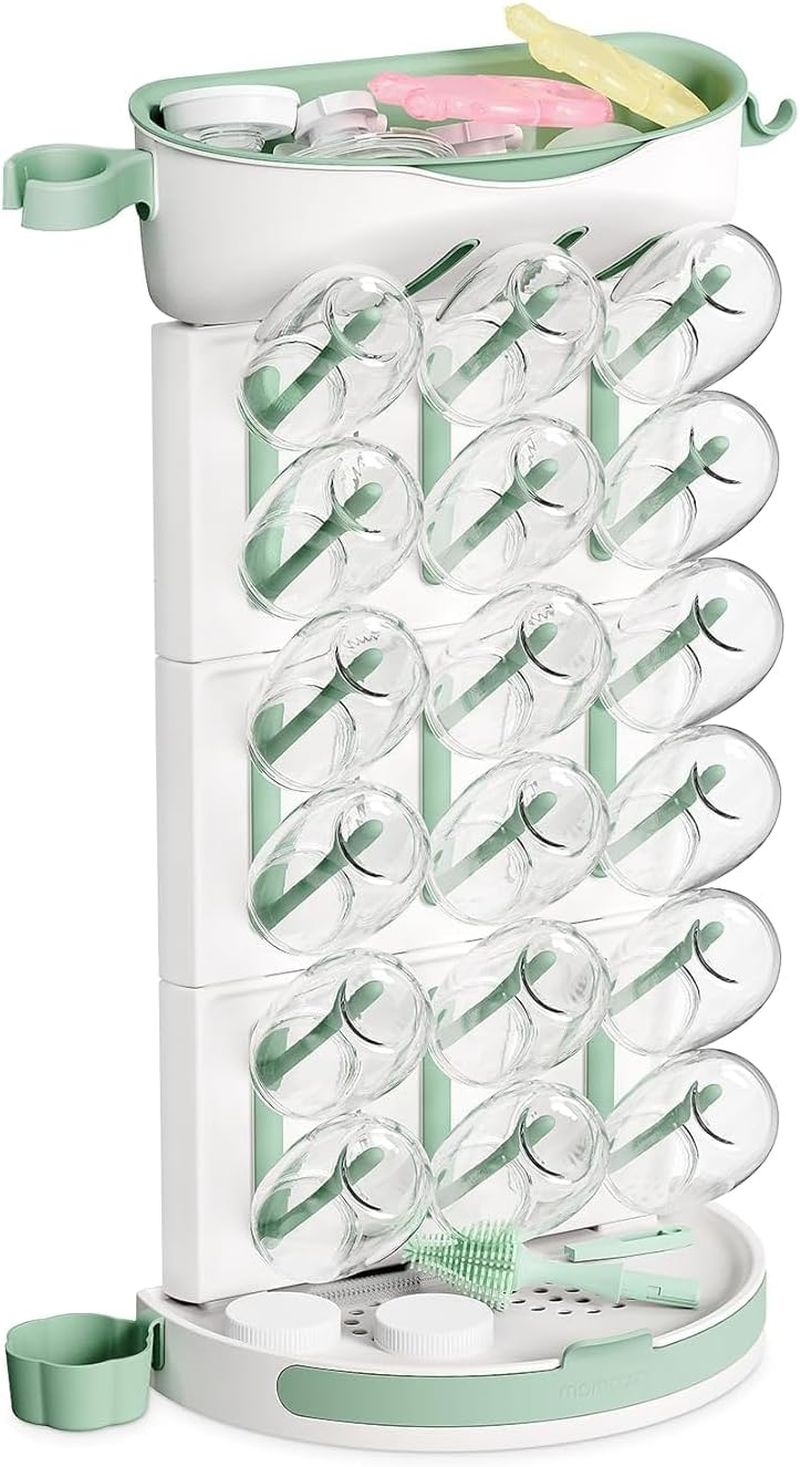 Momcozy DIY Larger Bottle Drying Rack for 18 Bottles, Space Saving Countertop Vertical Rack with Brushes Holder, Detachable Travel Bottle Rack for Baby Accessories & Pump Parts image number 6