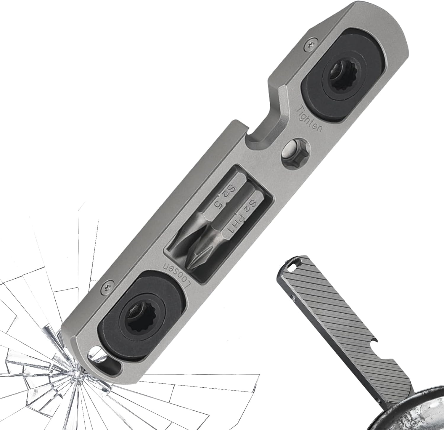 Titanium Pry Bar - Key Chain Pry Bar,Multipurpose Heavy-Duty Tool Wrench for Automotive Repair Firefighting Rescue Compact Lightweight Design image number 1