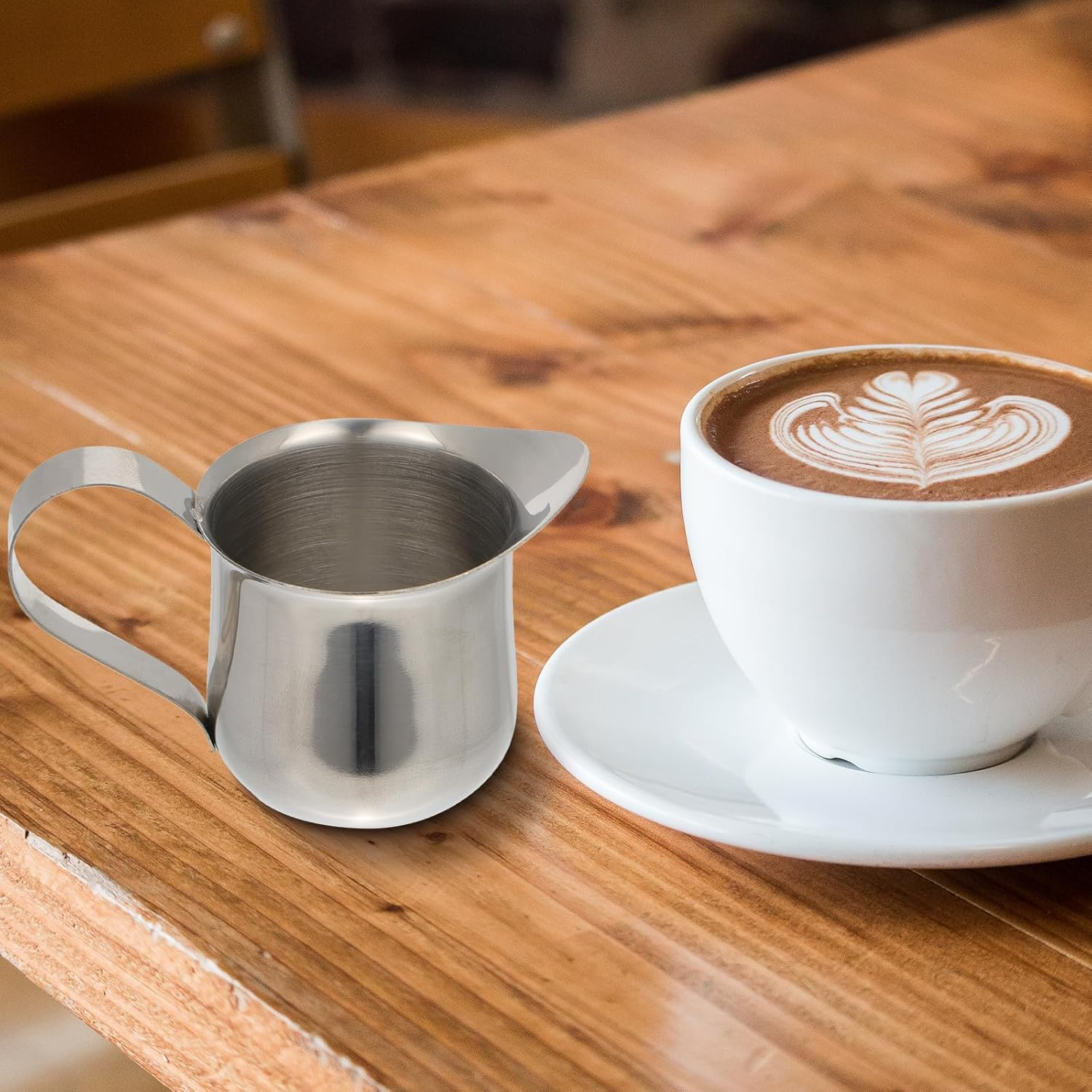 IWOWHERO Stainless Steel Milk Frothing Pitcher 50Ml (2Oz) Mocha Cup for Latte Art and Espresso, Sturdy Milk Pitcher Suitable for Cafe and Home Use image number 4