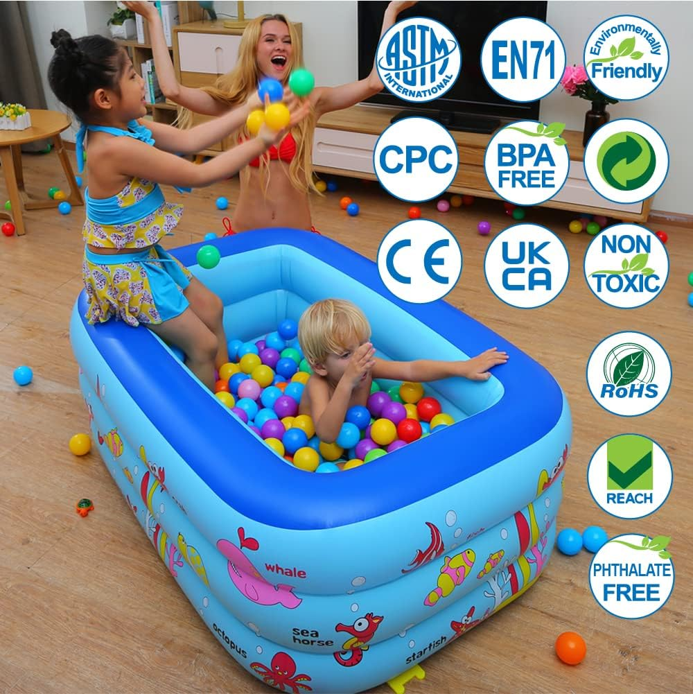 Watebom Inflatable Family Swimming Center Pool with Inflatable Soft Floor, 51 Inches Ocean World Kids Swimming Pool&hellip; image number 3