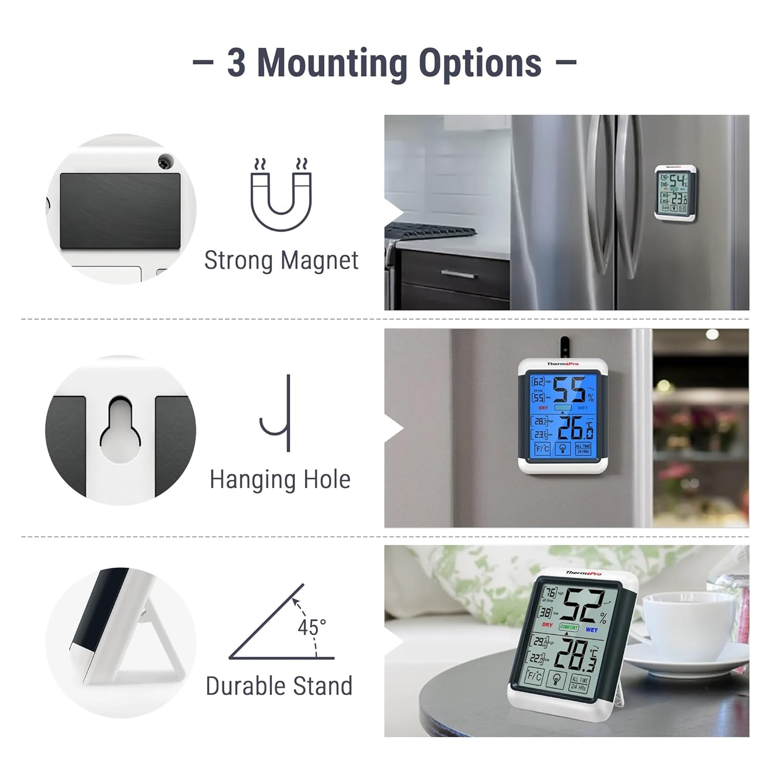 Indoor Digital Thermometer Hygrometer Touchscreen Backlight Humidity Temperature Sensor Weather Station for Home image number 2