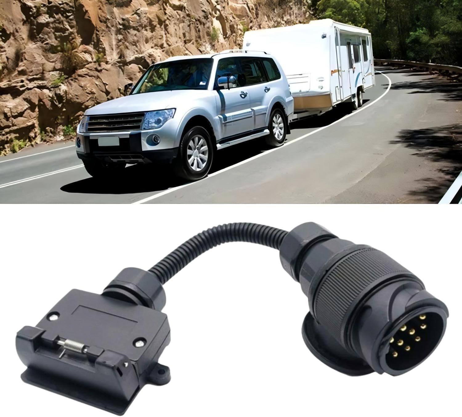 13 Pin to 7 Pin Socket Professional Trailer Adapter Cable round Plug Adaptor Connector for Trailer Caravan Bike