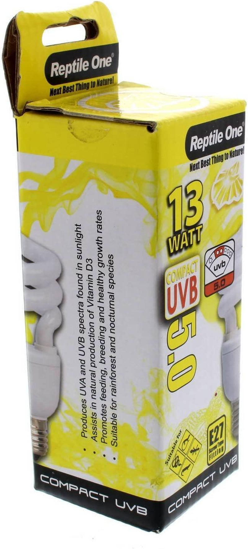 Reptile Compact UVB Globe 13W UVB 5.0 E27 Fitting Stimulates Activity Appetite image number 1