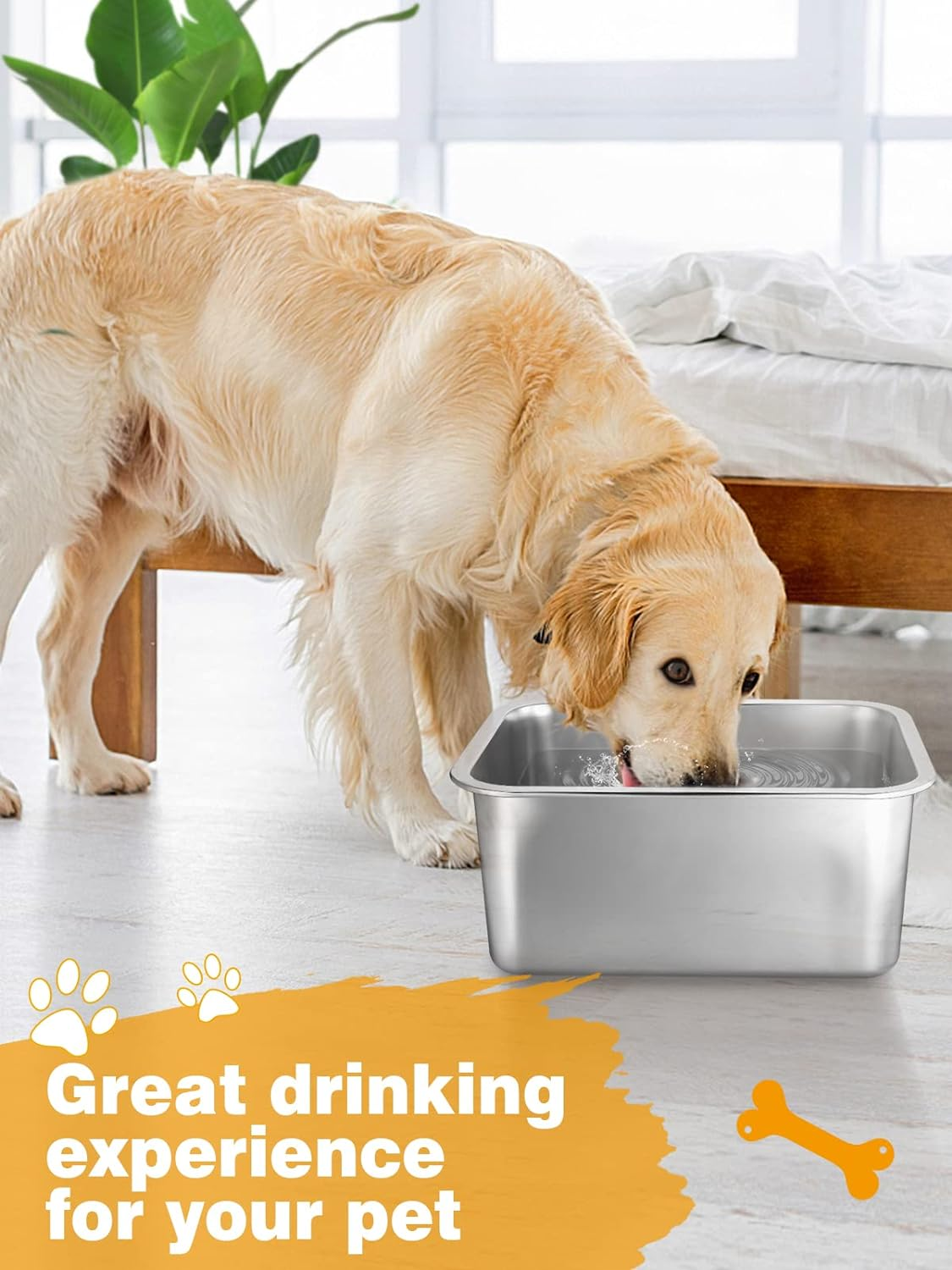 3 Gallons Extra Large Dog Water Bowl, Durable Stainless Steel Dog Bowl, Safe High Capacity Water and Food Bowl for Large, X-Large Breed Dogs Indoor Outdoor image number 2