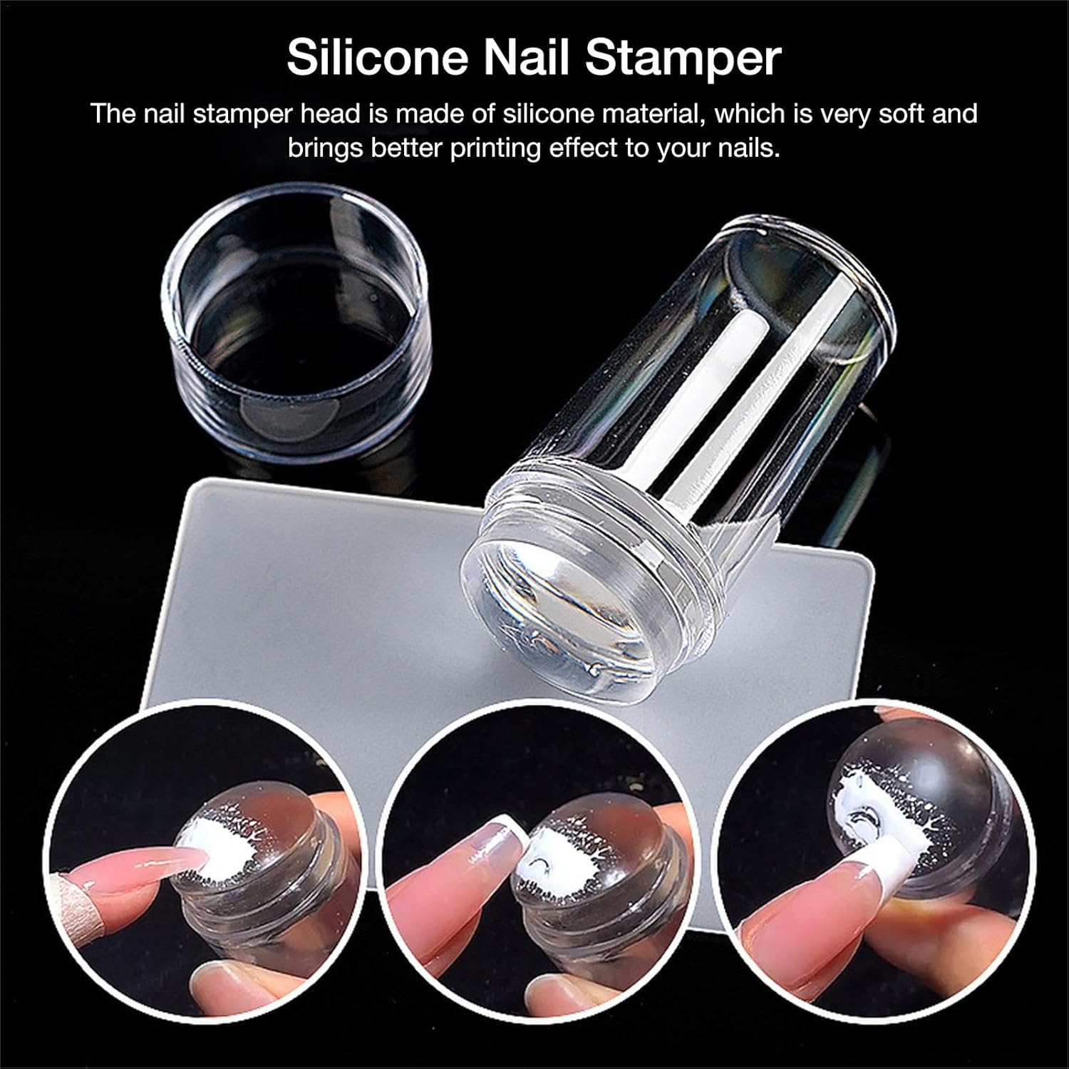 Euyehn Clear Nail Stamp | Jelly Nail Stamps for French Style | Stamping Stamper Scraper - Suitable for Most Nail Sizes, , image number 4