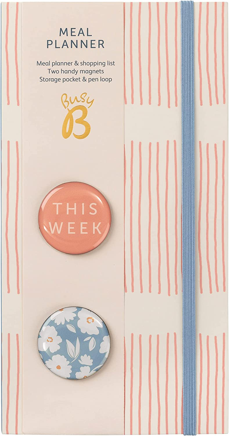Busy B Pink Stripe Meal Planner - Weekly Tear-Off Meal Planner, Shopping Lists, Storage Pocket, Elastic Closure, Pen Loop and Two Magnets - FSC&reg; Certified image number 4
