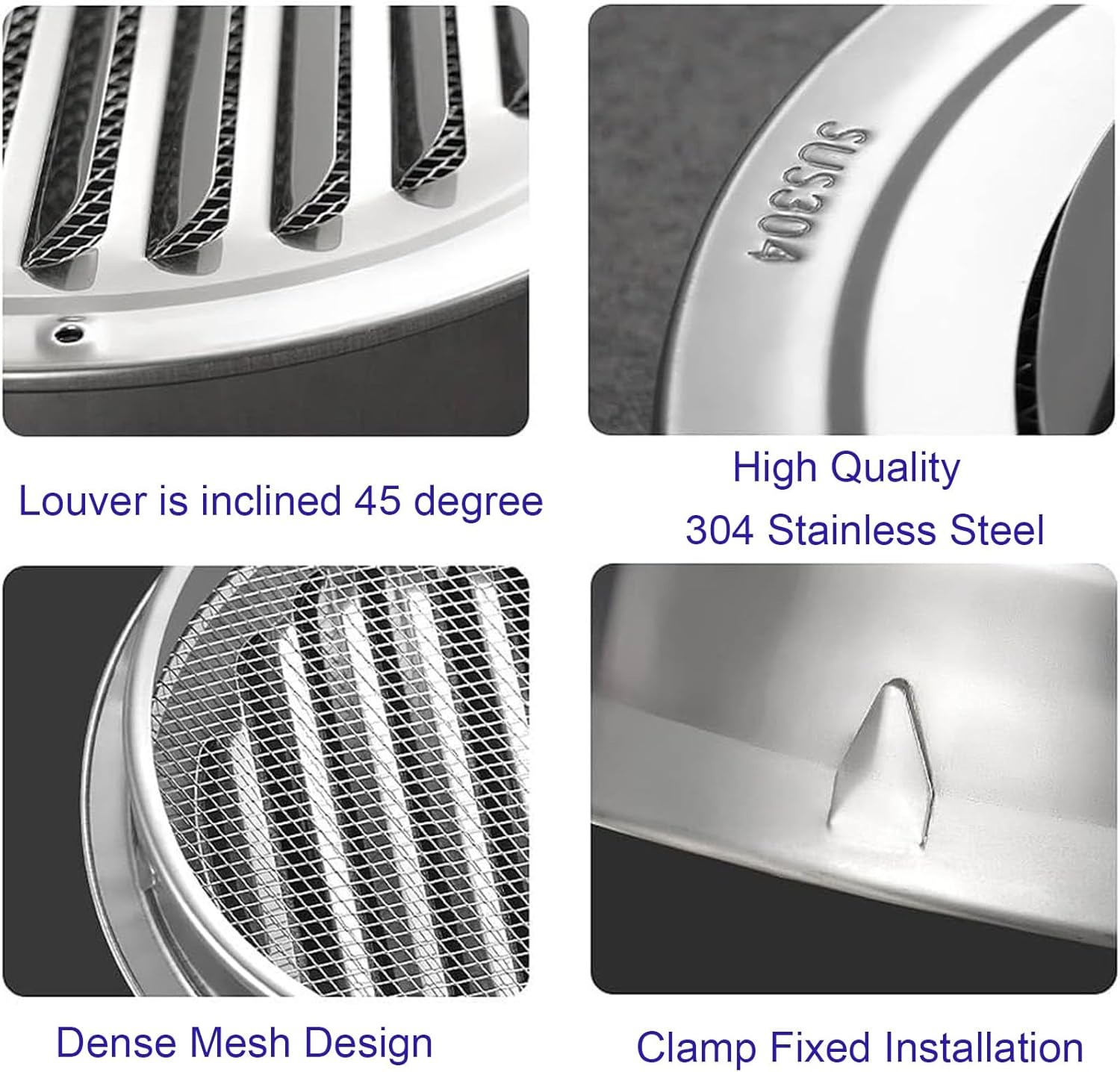 Vent Soffit Vents Exterior,Vent Cover, 45&deg; Cover Vent Hood Outdoor Flat Ducting Ventilation, with Screen Mesh, for Indoor Exhaust image number 1