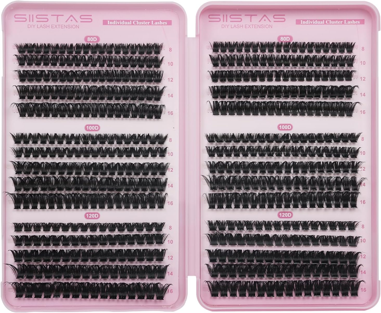 SIISTAS Individual Eyelashes 80D+100D+120D Cluster Lashes DIY Eye Lashes Fluffy Russian Eyelashes Extensions 8-16MM Volume Lash Clusters D Curl Durable Eyelash Clusters for Girls and Women(B07) image number 3