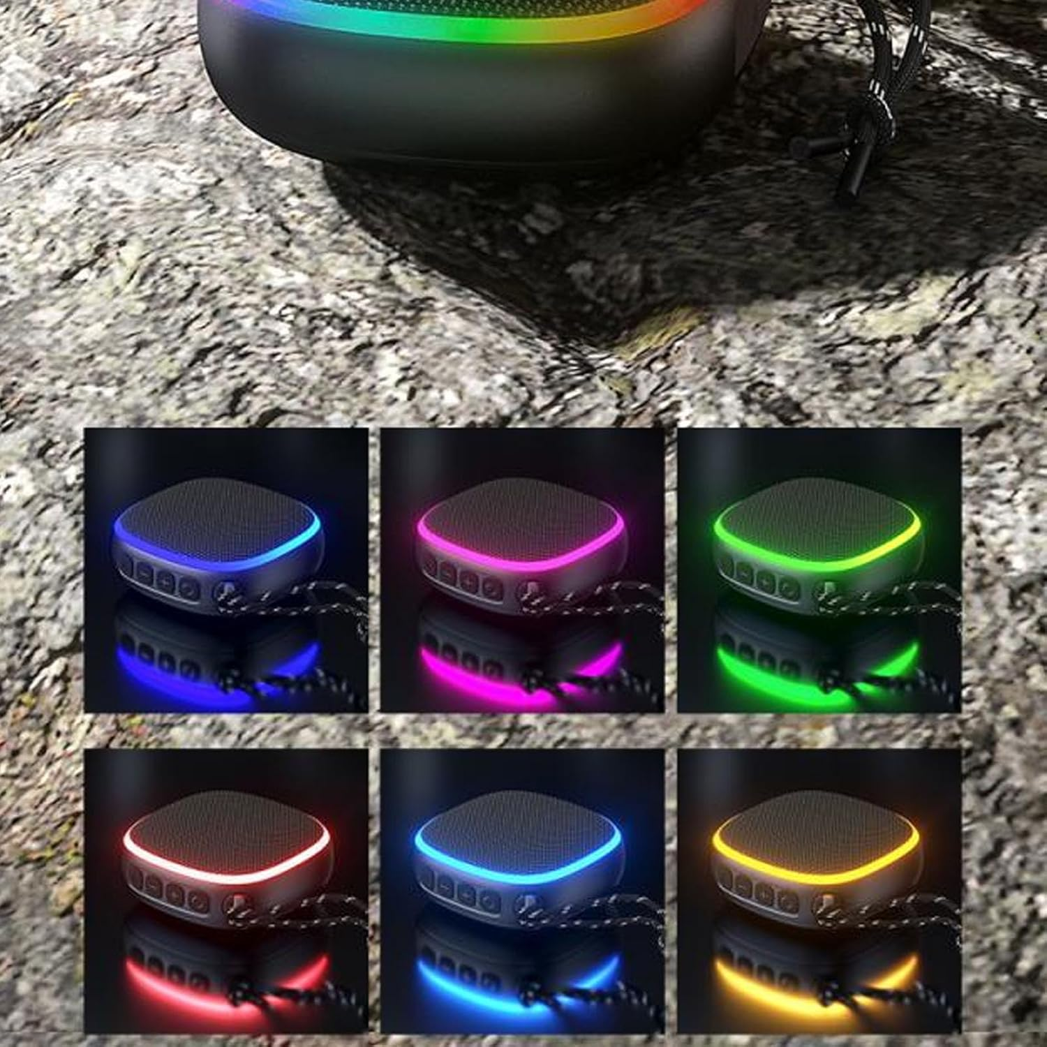 Portable Golf Speaker with RGB Light, IPX5 Waterproof Outdoor Speaker for Golf Cart - Loud Clear Sound USB Charging Black image number 6