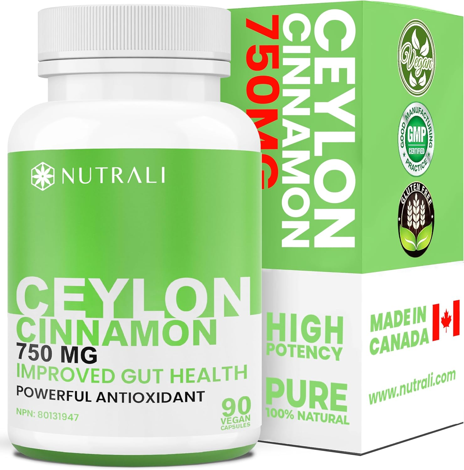 NEW HIGHEST POTENCY Ceylon Cinnamon 750Mg, Helps Lower Blood Sugar Levels, Pure Organic Ceylon Cinnamon Powder, Improved Gut Health, Boosts Metabolism, Eases Digestion, and Bloating, Non-Gmo, Gluten-Free, 90 Ceylon Cinnamon Capsules image number 1