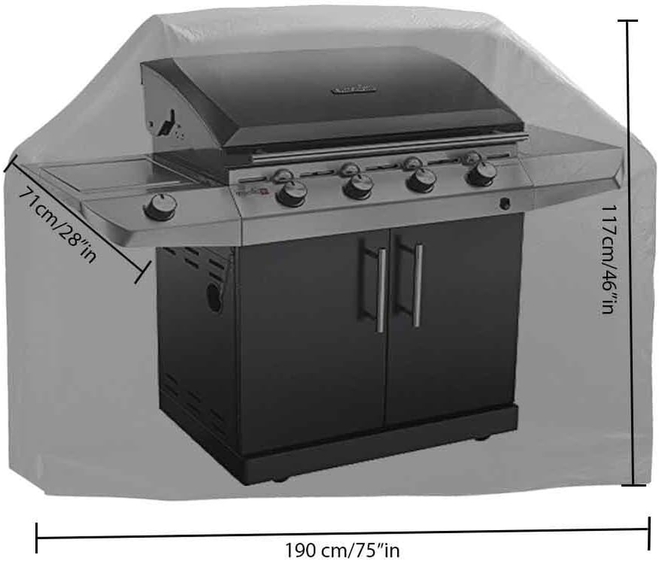FLR BBQ Grill Cover 74 Inch Black Waterproof Dust-Proof Grill Cover Fading Resistant BBQ Grill Covers for Holland Weber Brinkmann Jenn Air and Char Broil image number 3